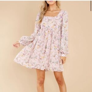 Cottagecore, Romantic Floral Mini Dress, empire waist